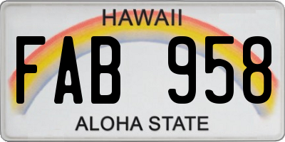 HI license plate FAB958