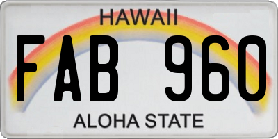HI license plate FAB960