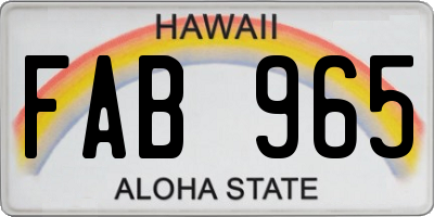 HI license plate FAB965