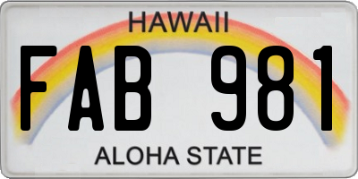 HI license plate FAB981