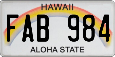 HI license plate FAB984