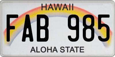 HI license plate FAB985