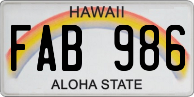 HI license plate FAB986
