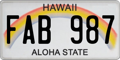 HI license plate FAB987