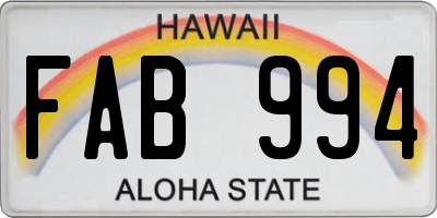 HI license plate FAB994