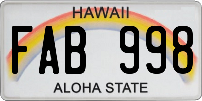 HI license plate FAB998