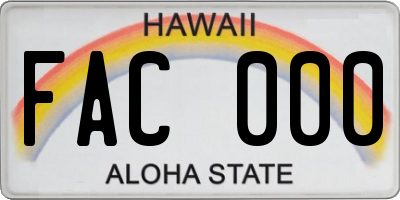 HI license plate FAC000