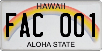 HI license plate FAC001