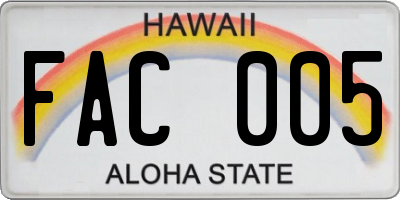 HI license plate FAC005