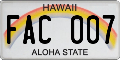 HI license plate FAC007