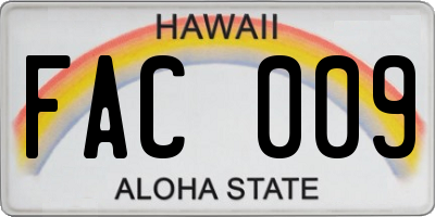 HI license plate FAC009