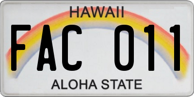 HI license plate FAC011