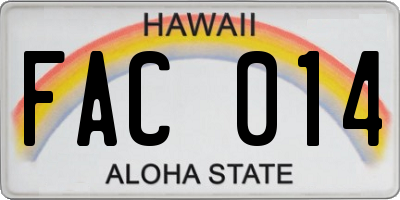 HI license plate FAC014