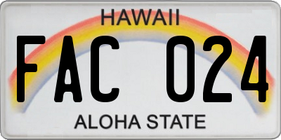 HI license plate FAC024