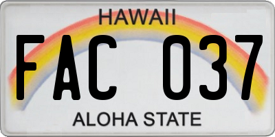 HI license plate FAC037