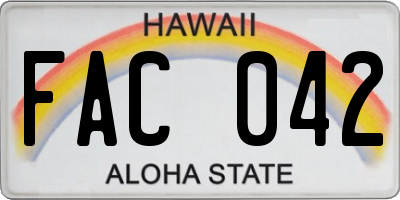 HI license plate FAC042