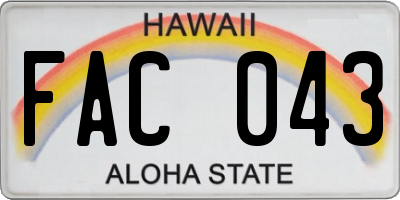 HI license plate FAC043