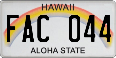HI license plate FAC044