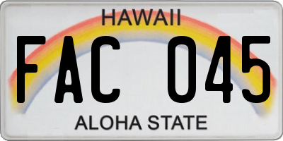 HI license plate FAC045