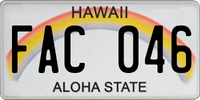 HI license plate FAC046
