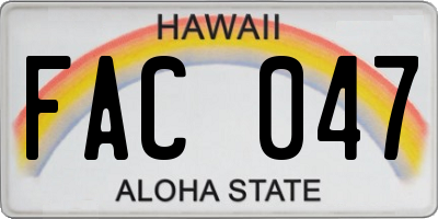 HI license plate FAC047