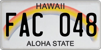 HI license plate FAC048
