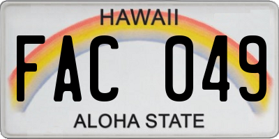HI license plate FAC049