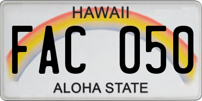 HI license plate FAC050