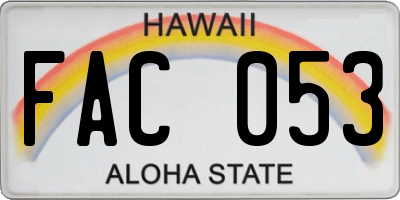 HI license plate FAC053