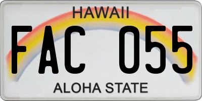 HI license plate FAC055