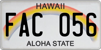 HI license plate FAC056