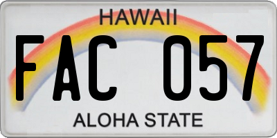 HI license plate FAC057