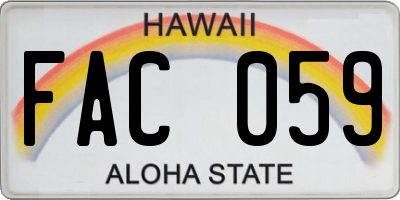 HI license plate FAC059