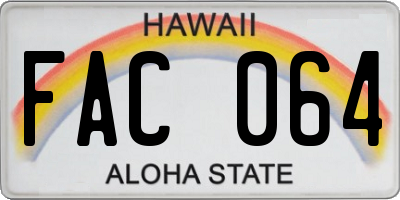 HI license plate FAC064