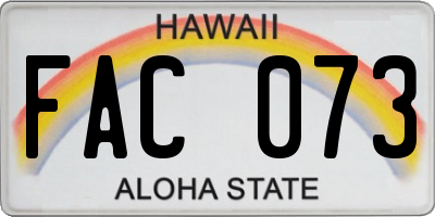 HI license plate FAC073