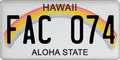HI license plate FAC074