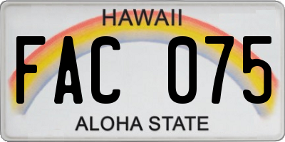 HI license plate FAC075
