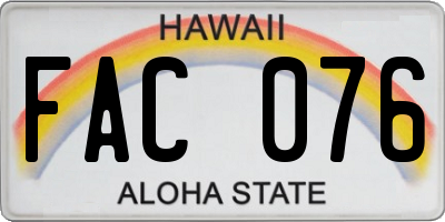 HI license plate FAC076