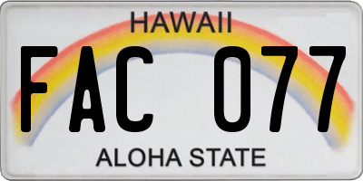 HI license plate FAC077