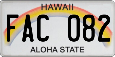 HI license plate FAC082