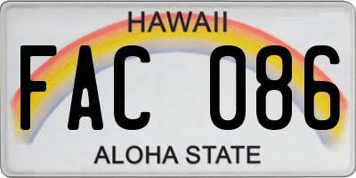 HI license plate FAC086