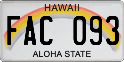 HI license plate FAC093