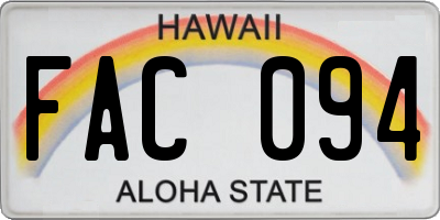 HI license plate FAC094