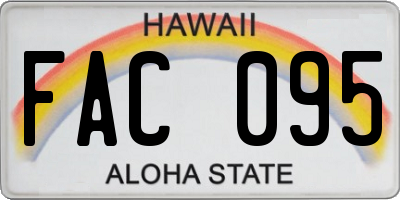 HI license plate FAC095