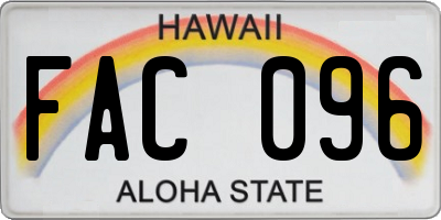 HI license plate FAC096