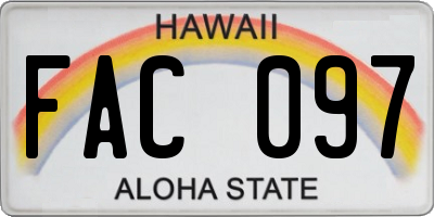 HI license plate FAC097