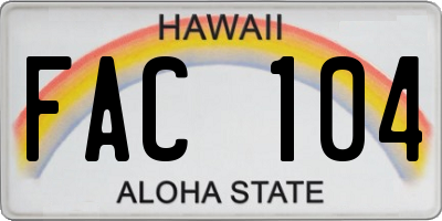 HI license plate FAC104