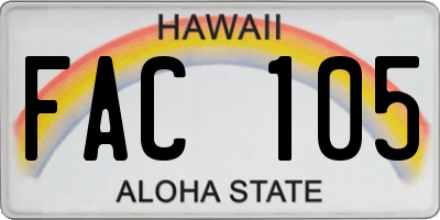 HI license plate FAC105