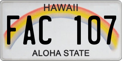 HI license plate FAC107