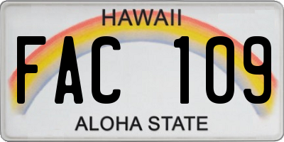 HI license plate FAC109